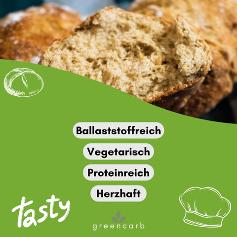 Greencarb® Eiweißbrötchen Backmischung - Rustikal (200 g)