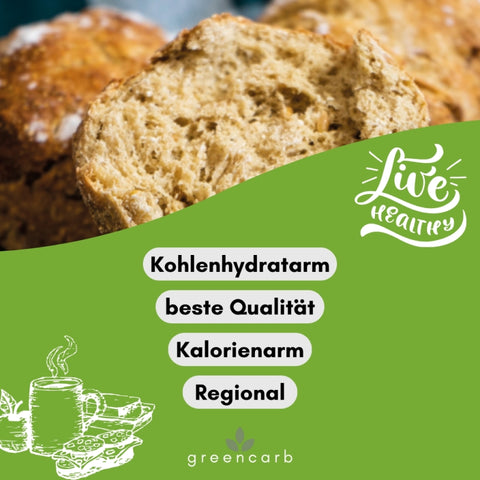 Greencarb® Eiweißbrötchen Backmischung - Rustikal (200 g)