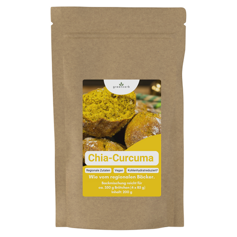 Greencarb® Brötchenbackmischung Chia-Curcuma Brötchen (200 g)