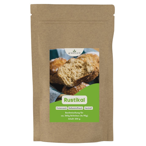 Greencarb® Eiweißbrötchen Backmischung - Rustikal (200 g)